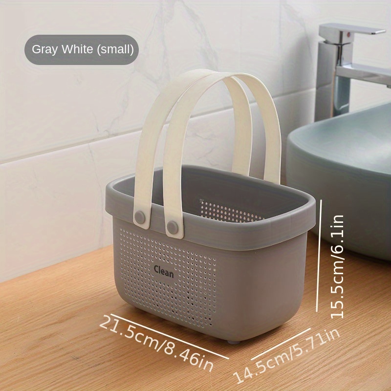 Bath Drain Basket Portable Storage Shower Caddy Tote Rattan Plastic  Bathroom Organizer Cosmetic Wash Handle Box