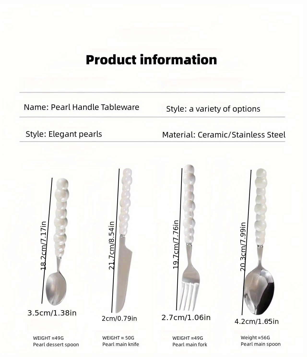 Unique Pearl Shape Cutlery Set With Ceramic Handles 304 - Temu