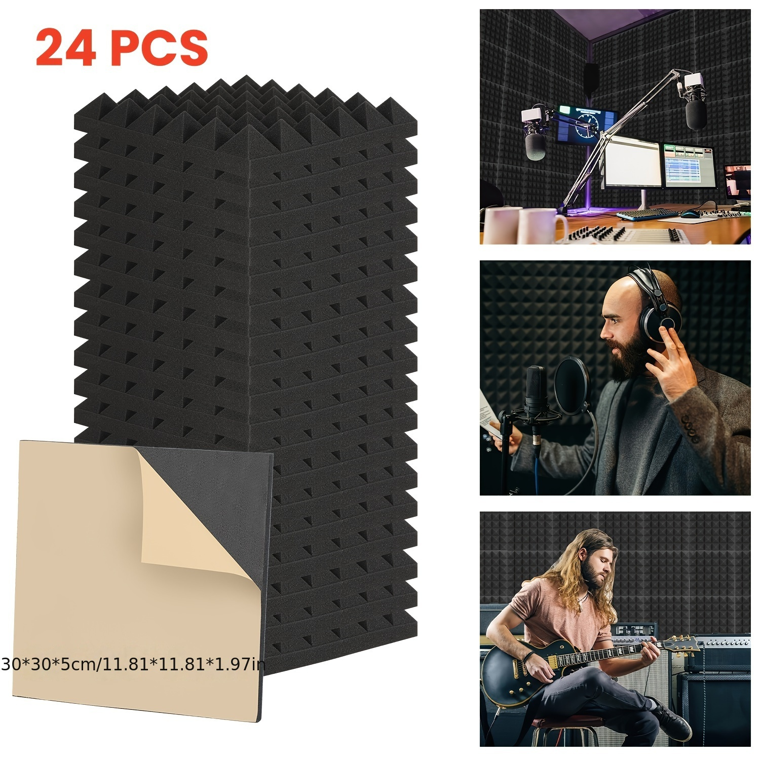 

Foam /72/96/120/144 Pcs Foam Panels - Panels -density 5x30x30 Cm Soundproofing , Soundproofing Mat For Reduction