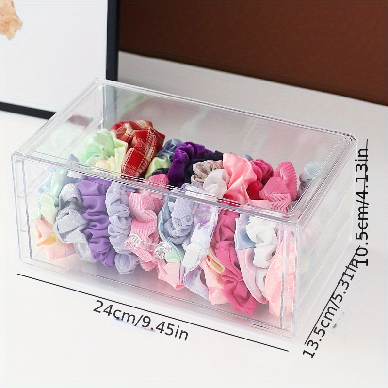 transparent dustproof hair accessories storage jewelry box elastic band hair ring with hair clip comb box large capacity jewelry storage box details 8