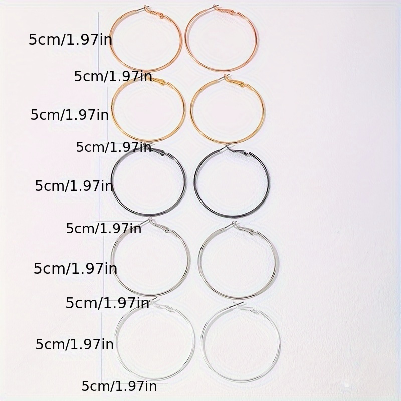 5 Pairs Big Circle Earrings Set for Women