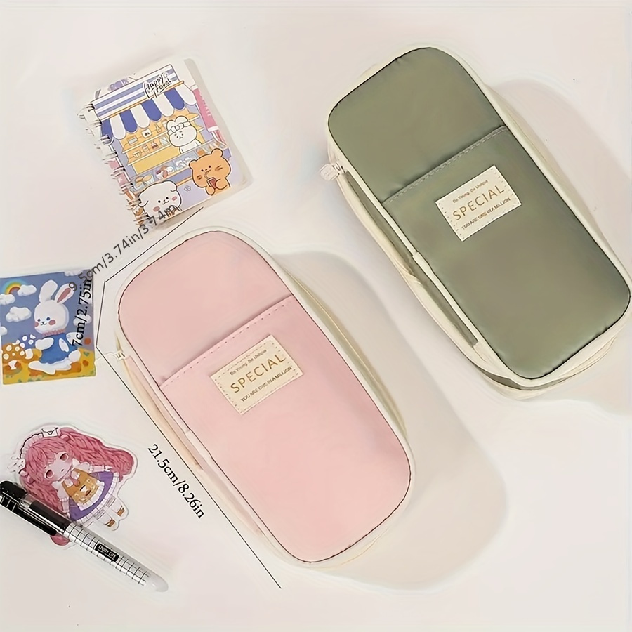 Macaroon Color Multipurpose Pen Holder Case With Compartment - Temu