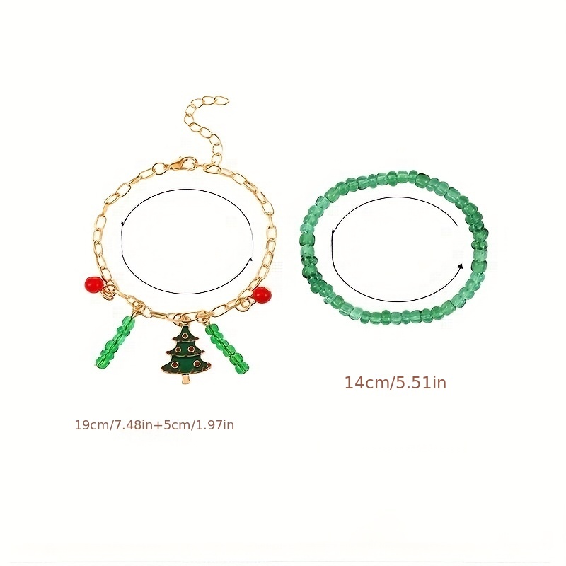 4 Pièces/ensemble Bracelet De Perles Thème De Noël Créatif Fait À