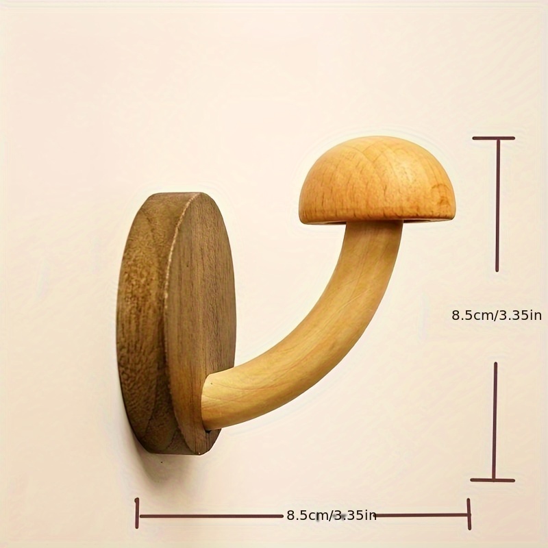 Creative Wooden Mushroom Hook Punch Free Wall mounted Sticky - Temu