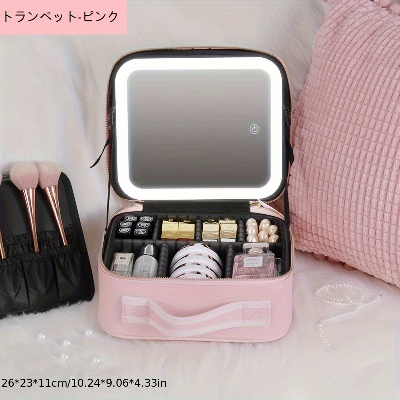 TEMU A Travel Makeup Bag With An Illuminated Mirror, Makeup With Of , Portable Makeup Storage Box, And Beautiful