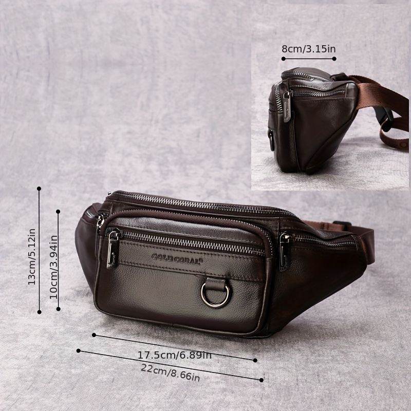 men's genuine leather waist bag multi layer belt bag - Temu
