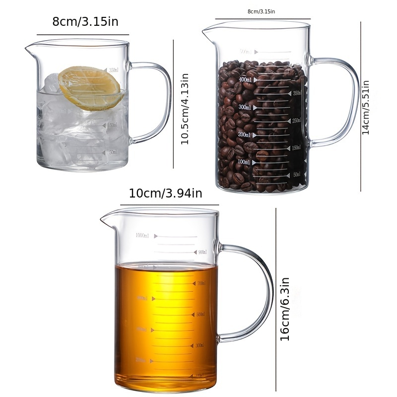 1000/500/350ml High Borosilicate Glass Measuring Cup -20-150 Tempera