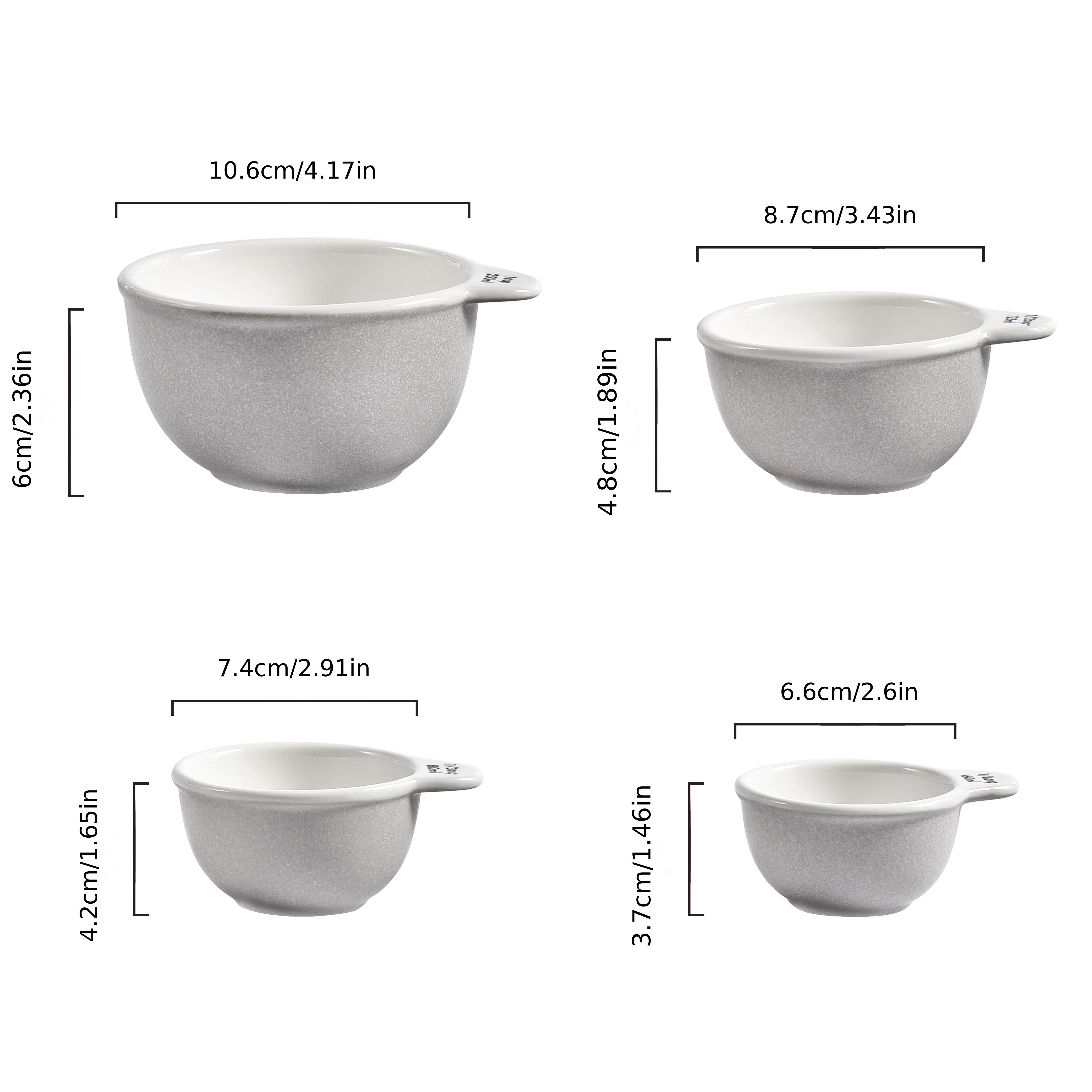 Stoneware Batter Bowl Shaped Measuring Cups Set