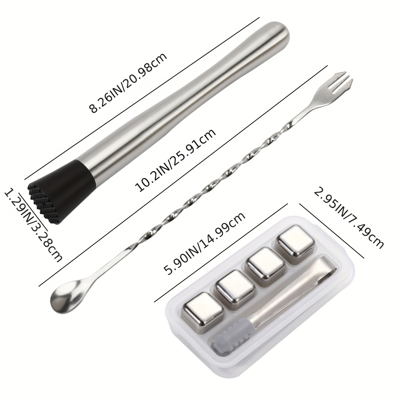 Stainless steel cocktail stirrer