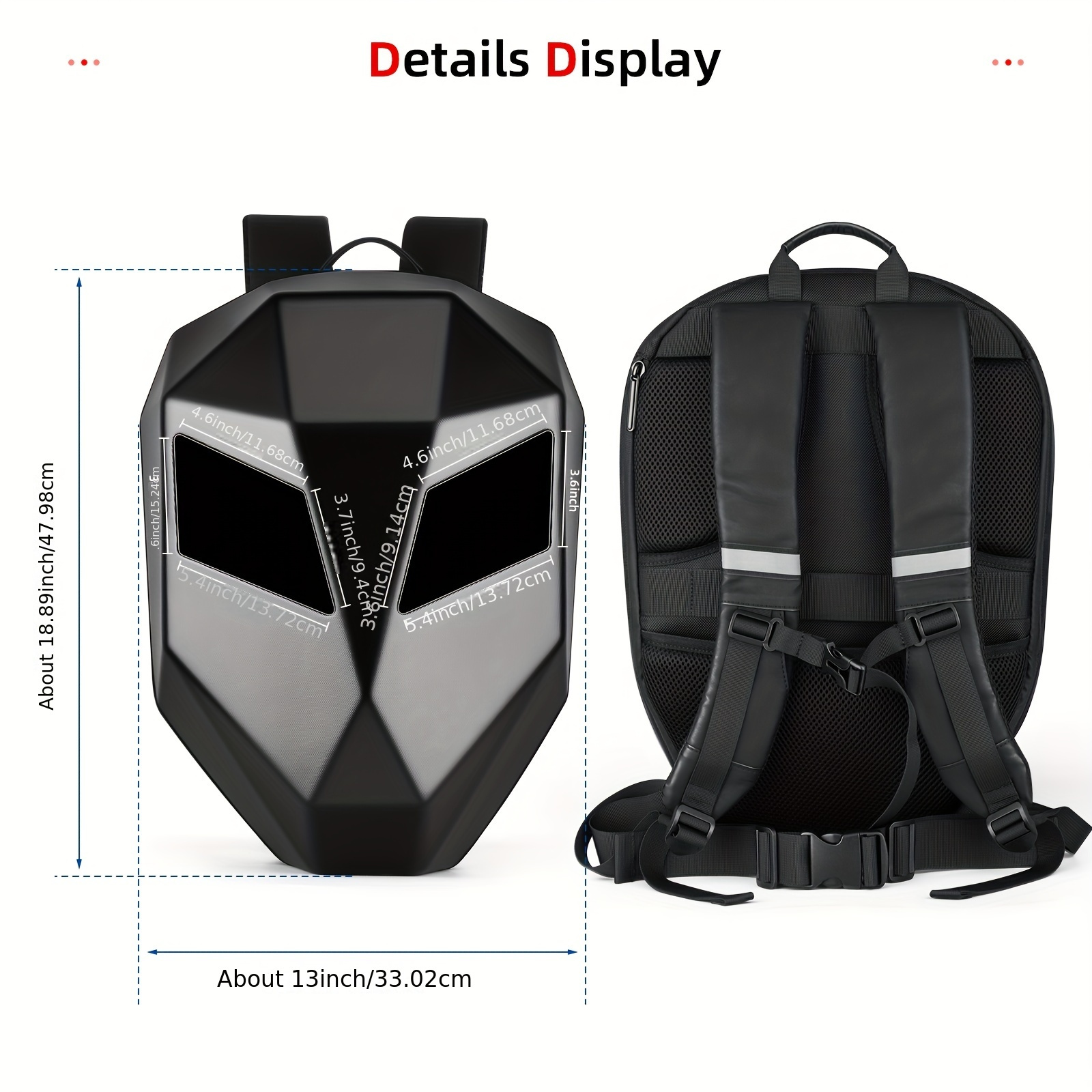   knight led motorcycle backpack with eye hard case riding helmet backpack diy motorbike laptop bag waterproof large size 19inch