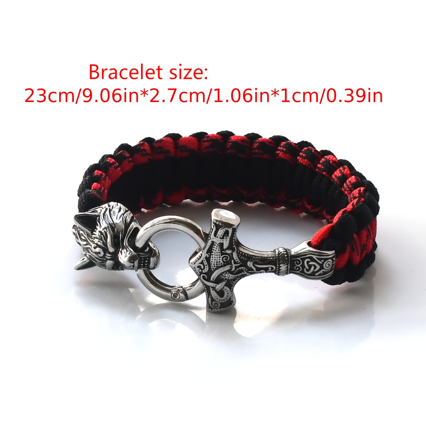 Viking Stainless Steel Wolf Head Hammer Bracelet