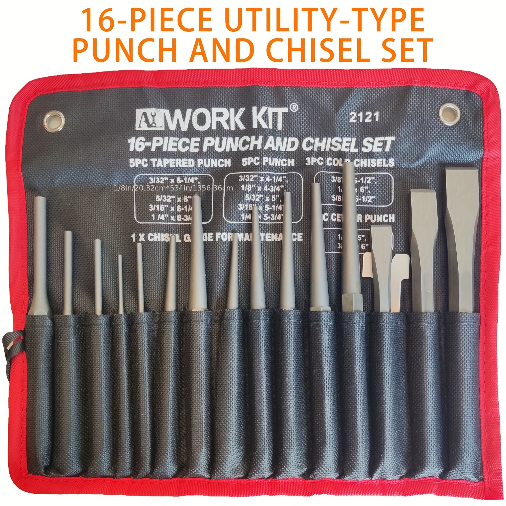

16-piece Punch & Chisel Set, Including Taper Punch, Cold Chisels, Pin Punch, Center Punch, Cr-v Steel Manufacturing, Nice Gifts