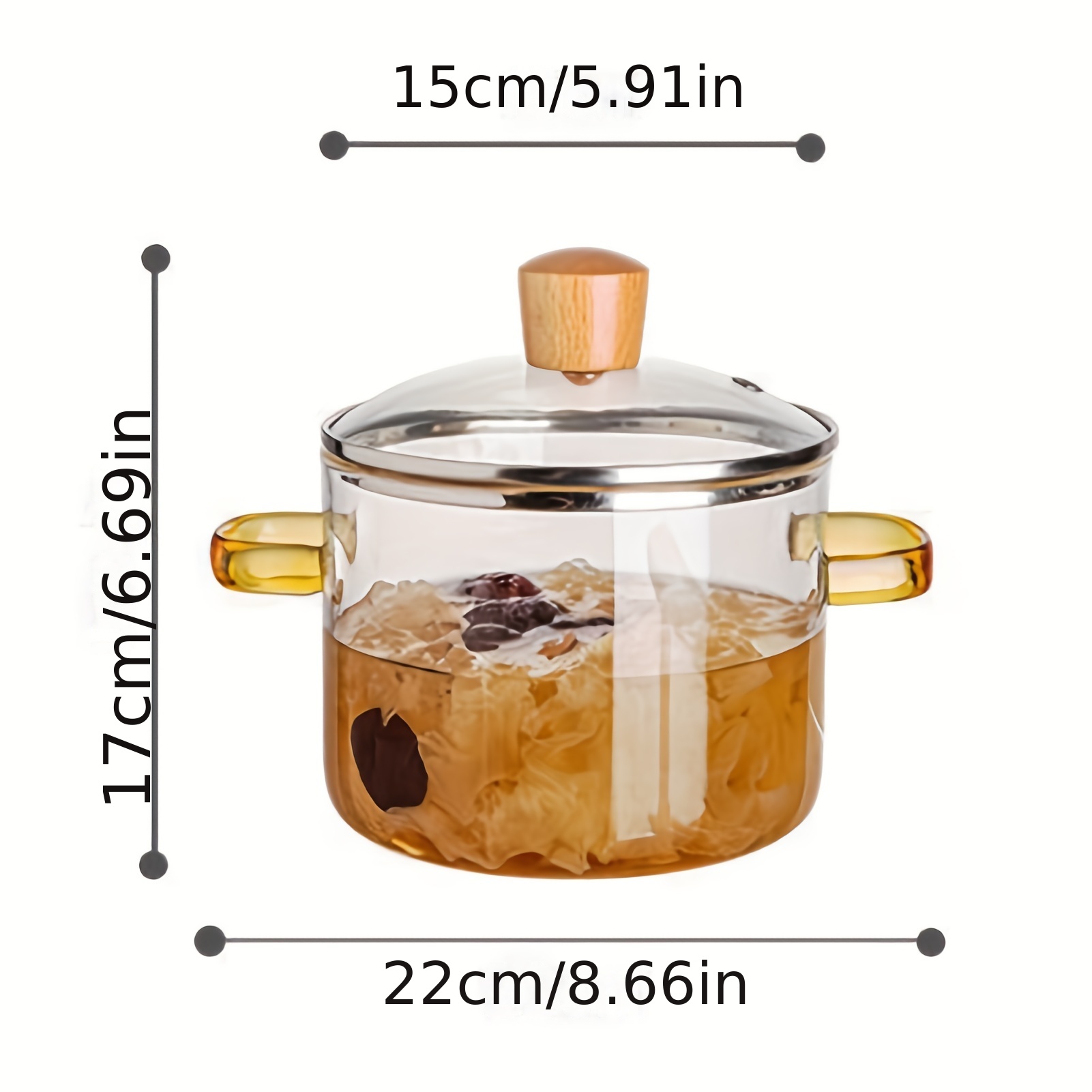 Heat Resistant Transparent Clear Pyrex Glass Cooking Pot Soup