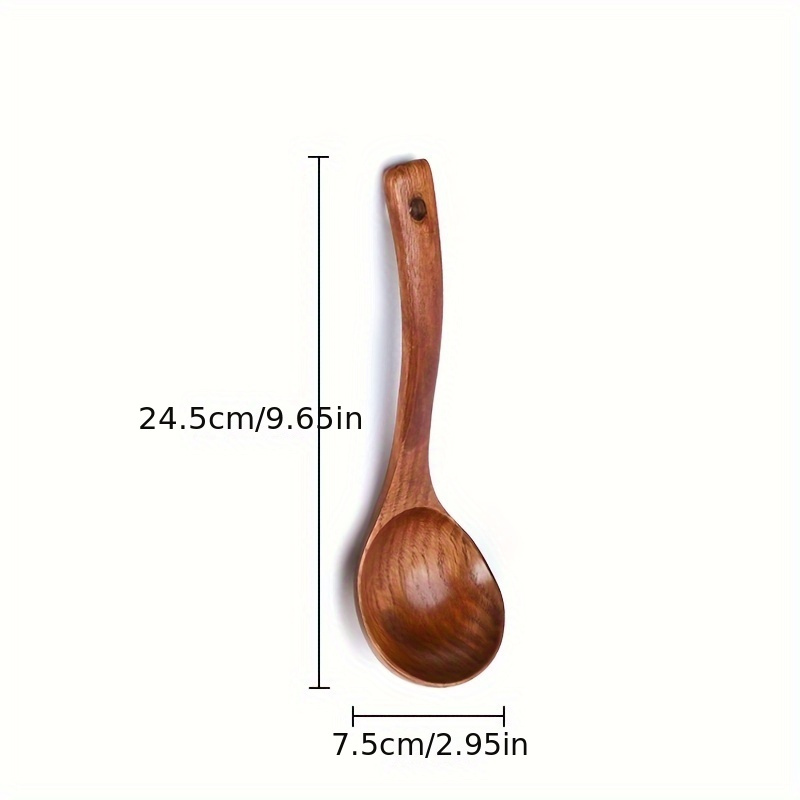 Natural Wooden Ladle Non Stick Straight And Long Handle - Temu