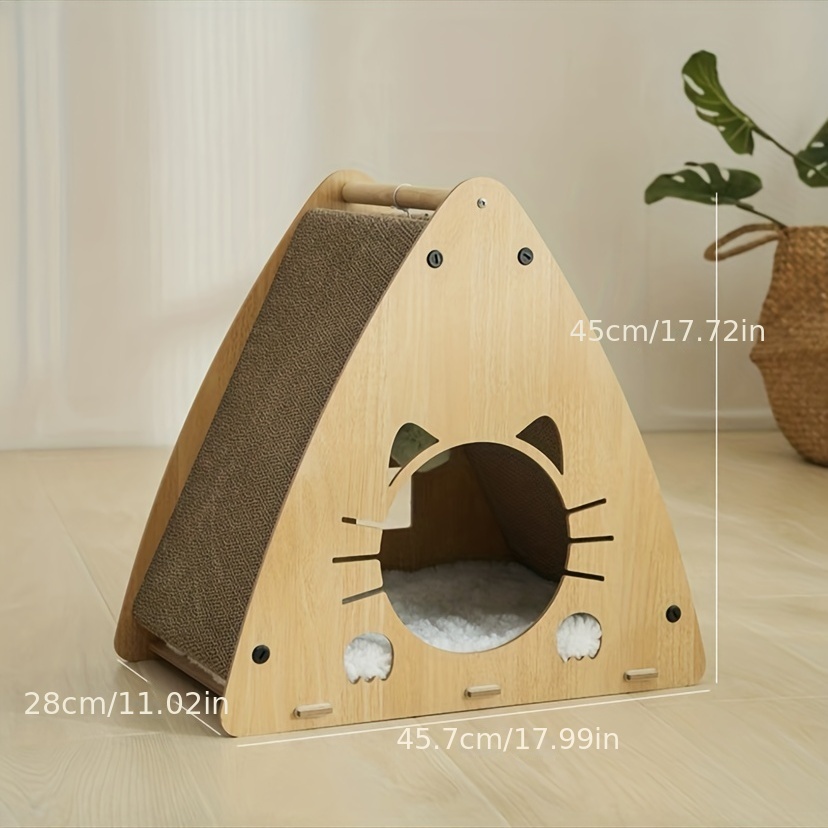 cat nest corrugated cat scratcher lounge cat bed cat house with cushion for grinding claws rest and sleeping details 0