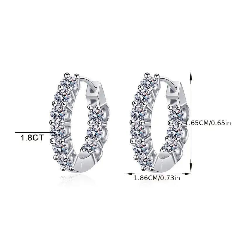 1   moissanite hoop earrings for women round cut   vvs1 clarity lab   moissanite earrings 925 sterling silvery hoop earrings jewelry gifts for her anniversary birthday valentines day gift christmas gift Product details 4