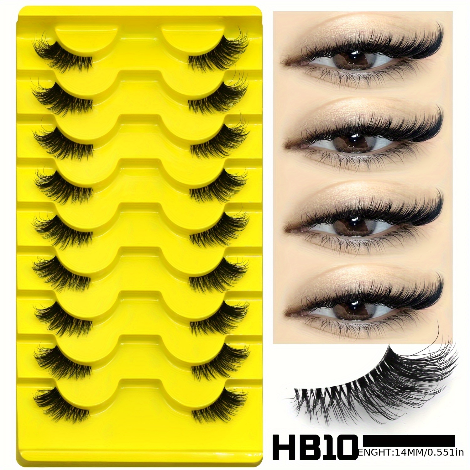 Groinneya 9 Pairs False Eyelashes Natural Half Lashes Cat Band Lashes Fluffy Wispy 3d Mink Lashes Pack Soft Strips Fake Eyelashes