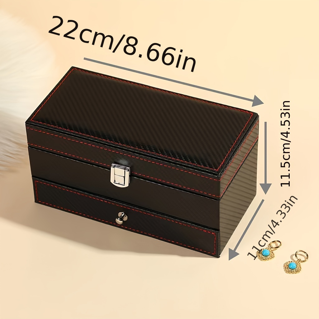 1pc double layer watch jewelry storage box large capacity jewelry container for rings earrings bracelets necklaces Product details 0