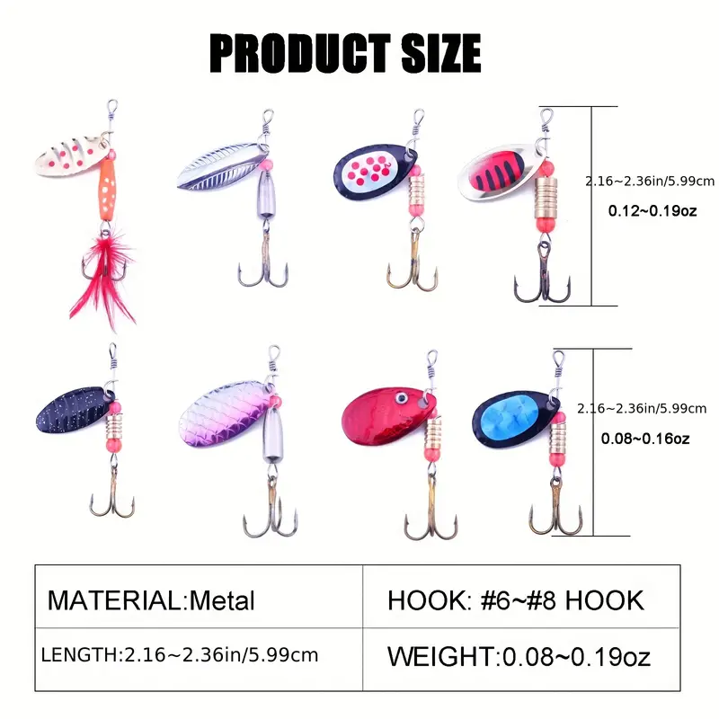 Portable Fishing Lures Kit Inline Spinner Bait Set Rooster - Temu Canada