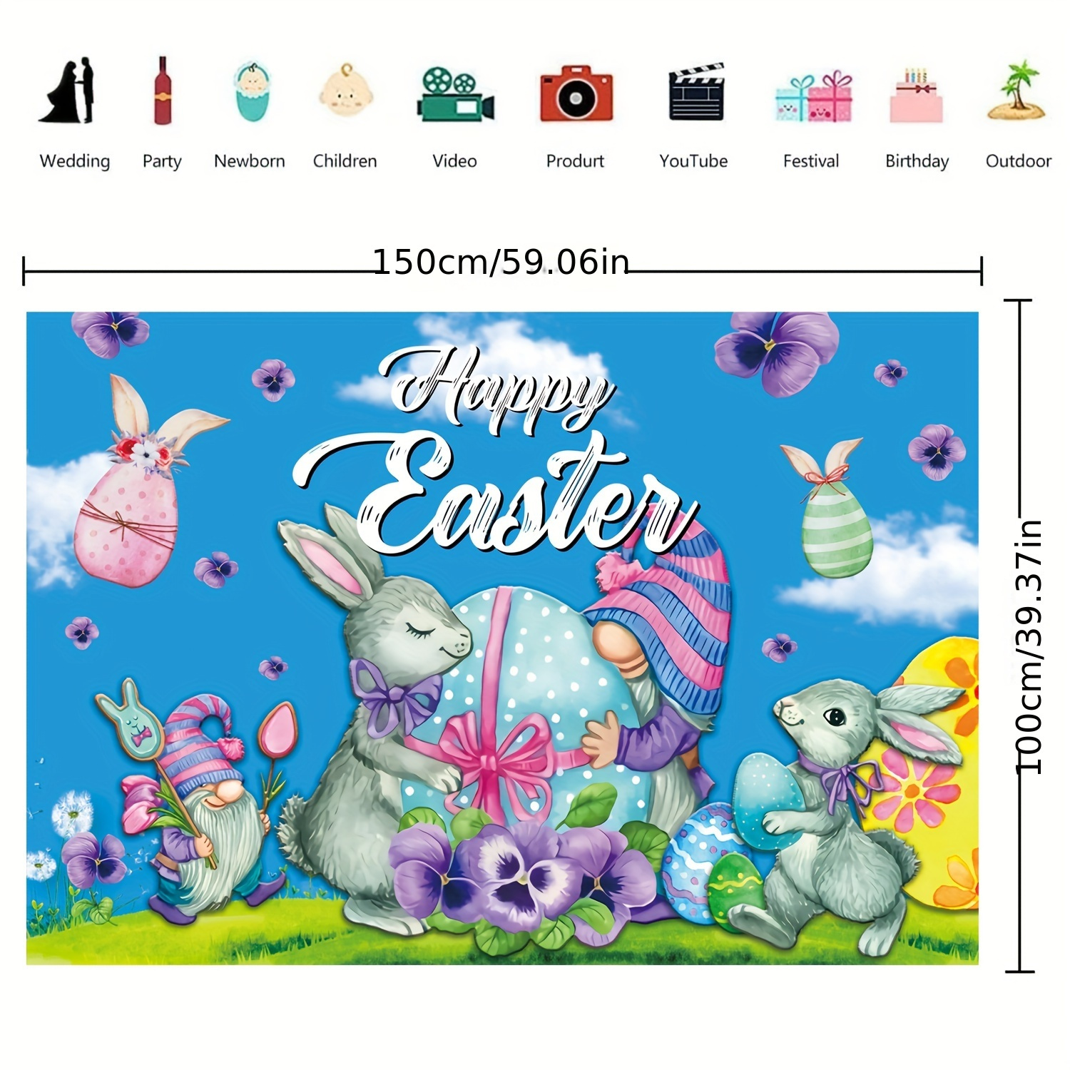 1pc easter backdrops for photography spring easter bunny egg rabbit photo backdrop flower garden happy easter photography background newborn baby adults portrait studio props 5 3ft