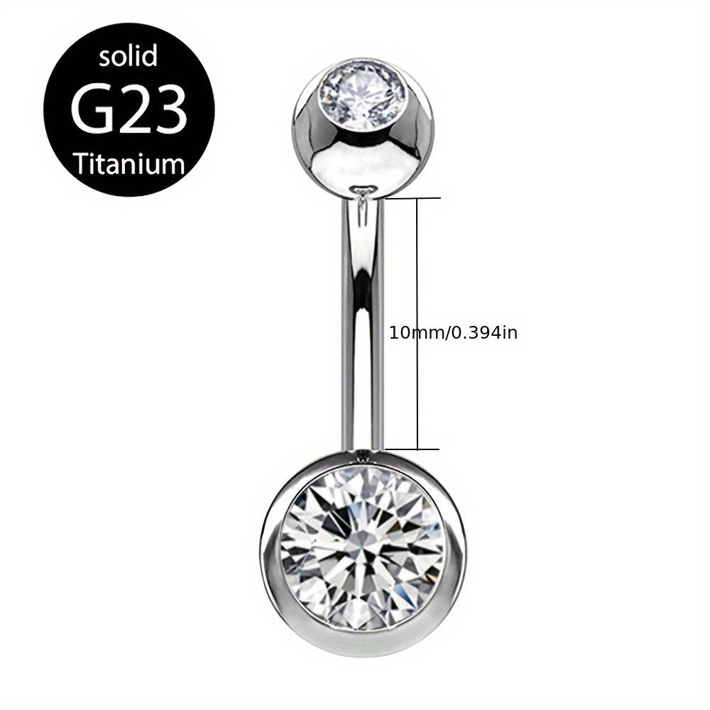 Image of 1pc Sexy Elegant G23 Titanium Inlaid Synthetic Zirconia 14g Navel Pin Suitable For Daily And Party Wear For Women