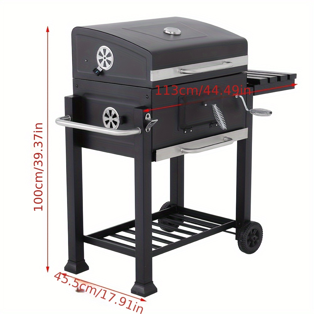 TEMU Large Outdoor Patio Garden Grill Smoke Grill Barbecue Grill Movable Grill With Wheels 113x45.5x100cm