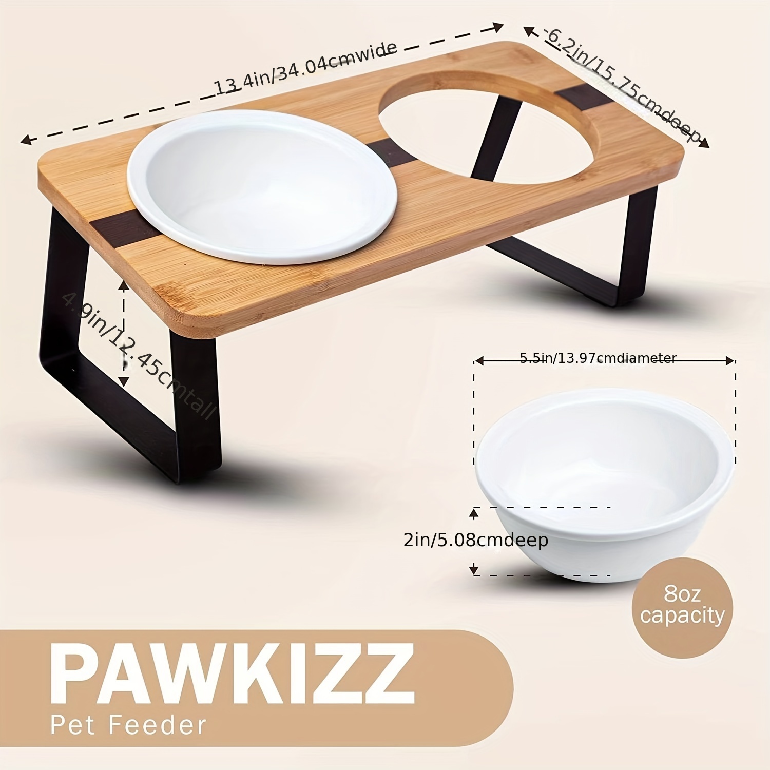 Elevated Ceramic Cat Double Bowls With Stand, Raised Tilted Bamboo Cat  Feeder Stand With Anti Vomiting Bowls For Food And Water - Temu