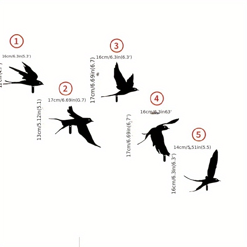 TEMU Set di 5 Ganci da Parete a Forma di Uccello Volante, Appendiabiti in Metallo a Forma di Uccello, Regalo per degli Uccelli, Organizzatore Moderno
