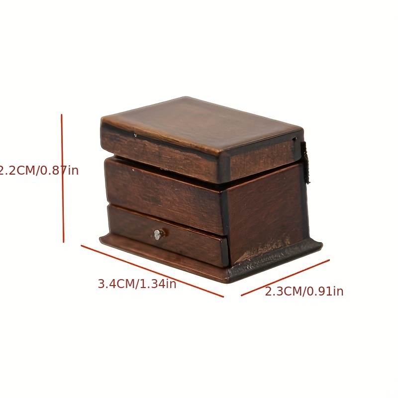 Brown Sewing Box, Wood Storage Box for Sewing Kit, Fold Out Box