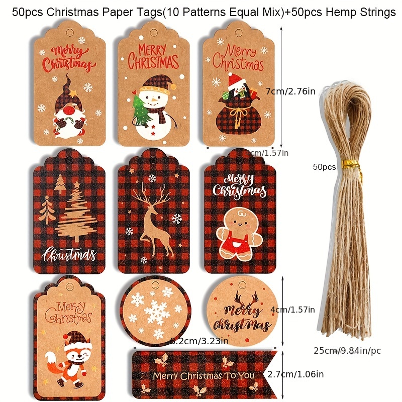 4 x Christmas Wooden Gift Tags Various Designs Xmas Presents Wrapping