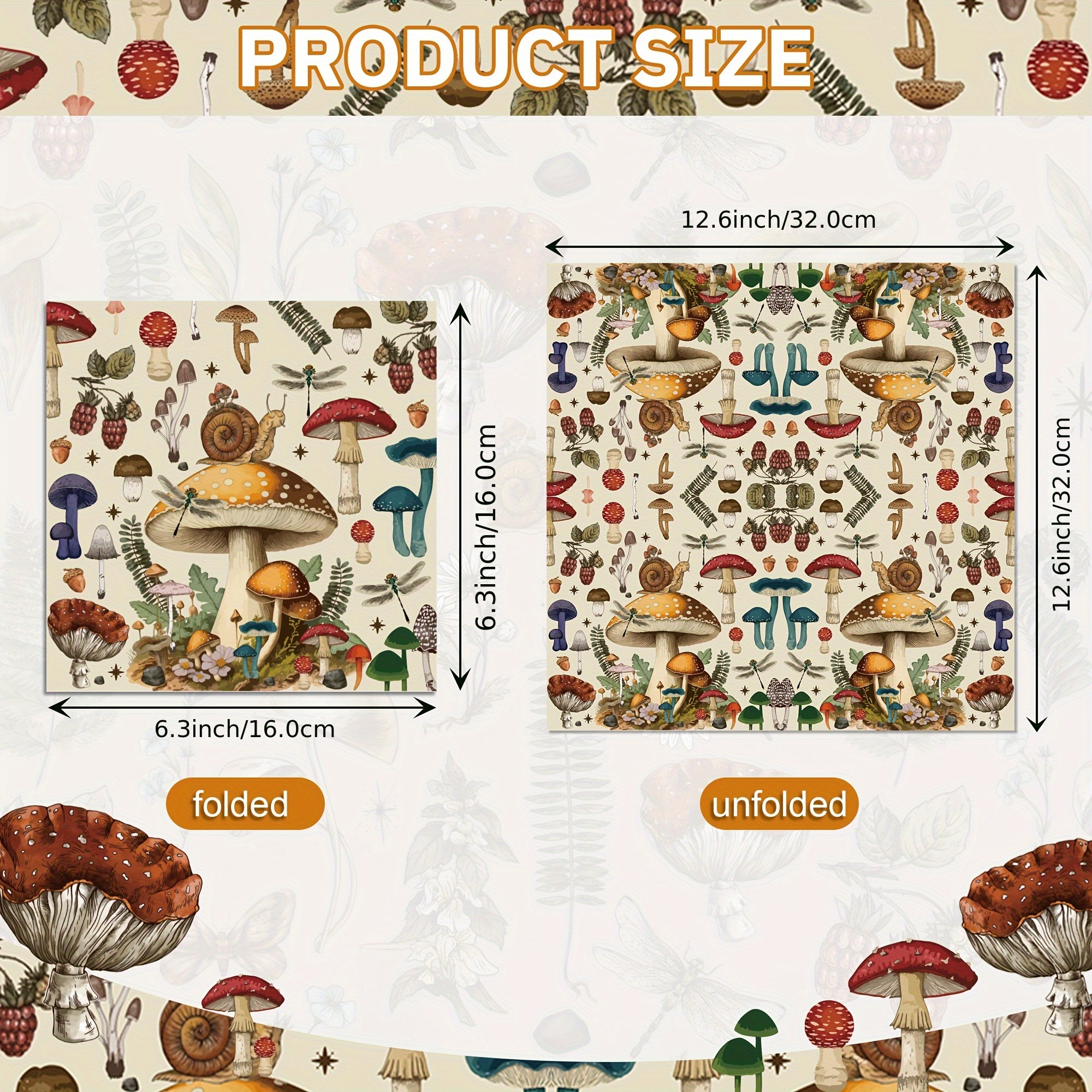 TEMU Set da 20 Tovaglioli di Carta Monouso con Funghi e - per Feste di Compleanno, e Uso in Bagno per Halloween, Natalizi e Forniture per Feste di