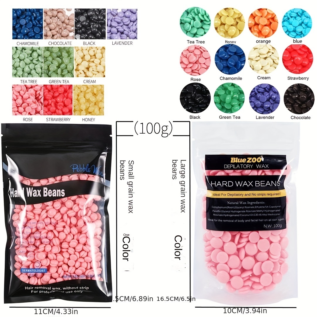 4 Colors Hard Wax Beans Pack Bulk Wax Pearls for Home Waxing Hard