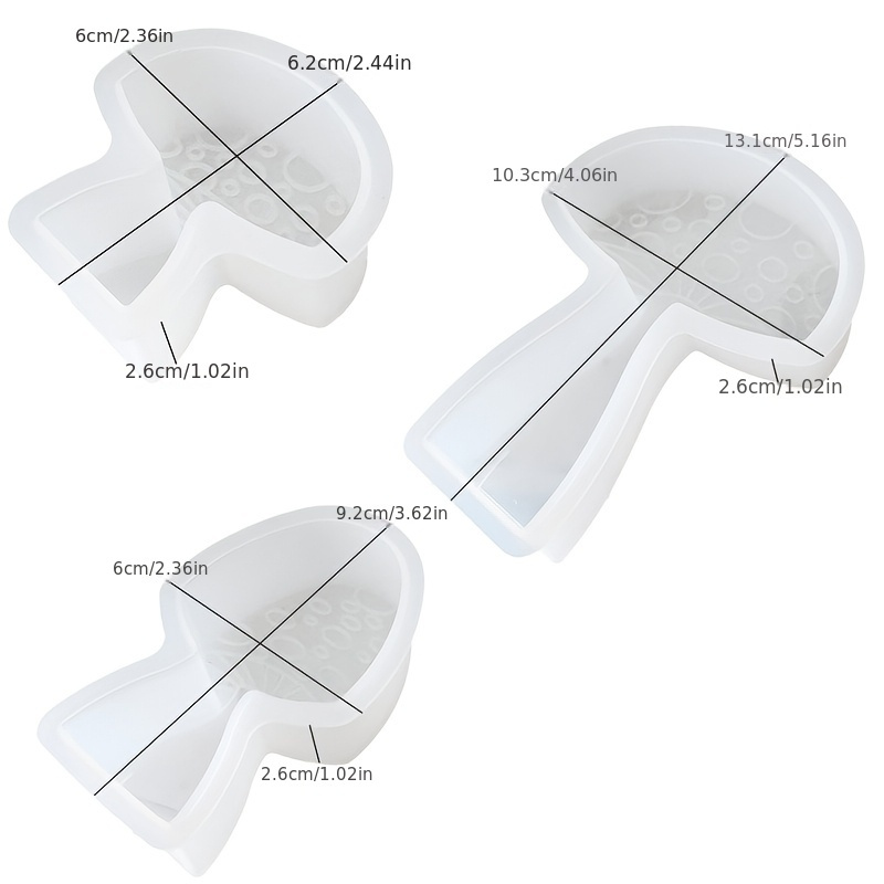 Image of 3pcs Silicone Mushroom Resin Molds, Diy Gypsum Concrete Crafting, Decorative Mushroom Ornament Silicone Mold Set For Home Decor And Craft Projects
