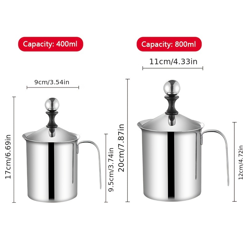 Manual Milk Frother - Stainless Handheld Milk Frothing , Milk , Double Mesh  Coffee Creamer Milk Frothing (400ML)