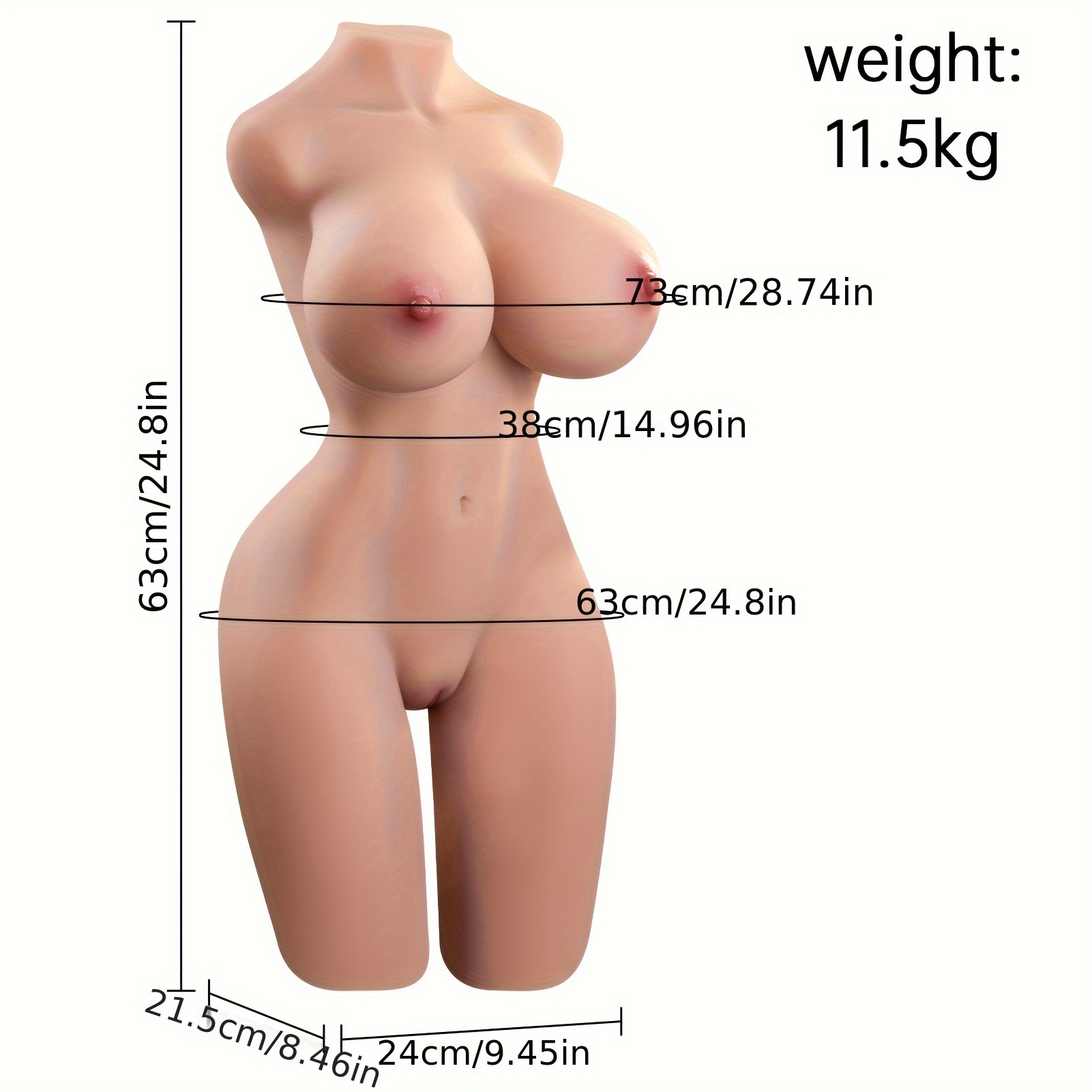 Realistischer 3D Sex Torso für Männer 11.5KG 4in1 Große Brüste Vagina Anal Hüfte