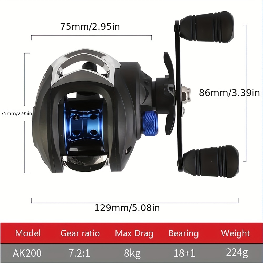 7.2:1 Gear Ratio Electronic Baitcasting Reel Large Led - Temu