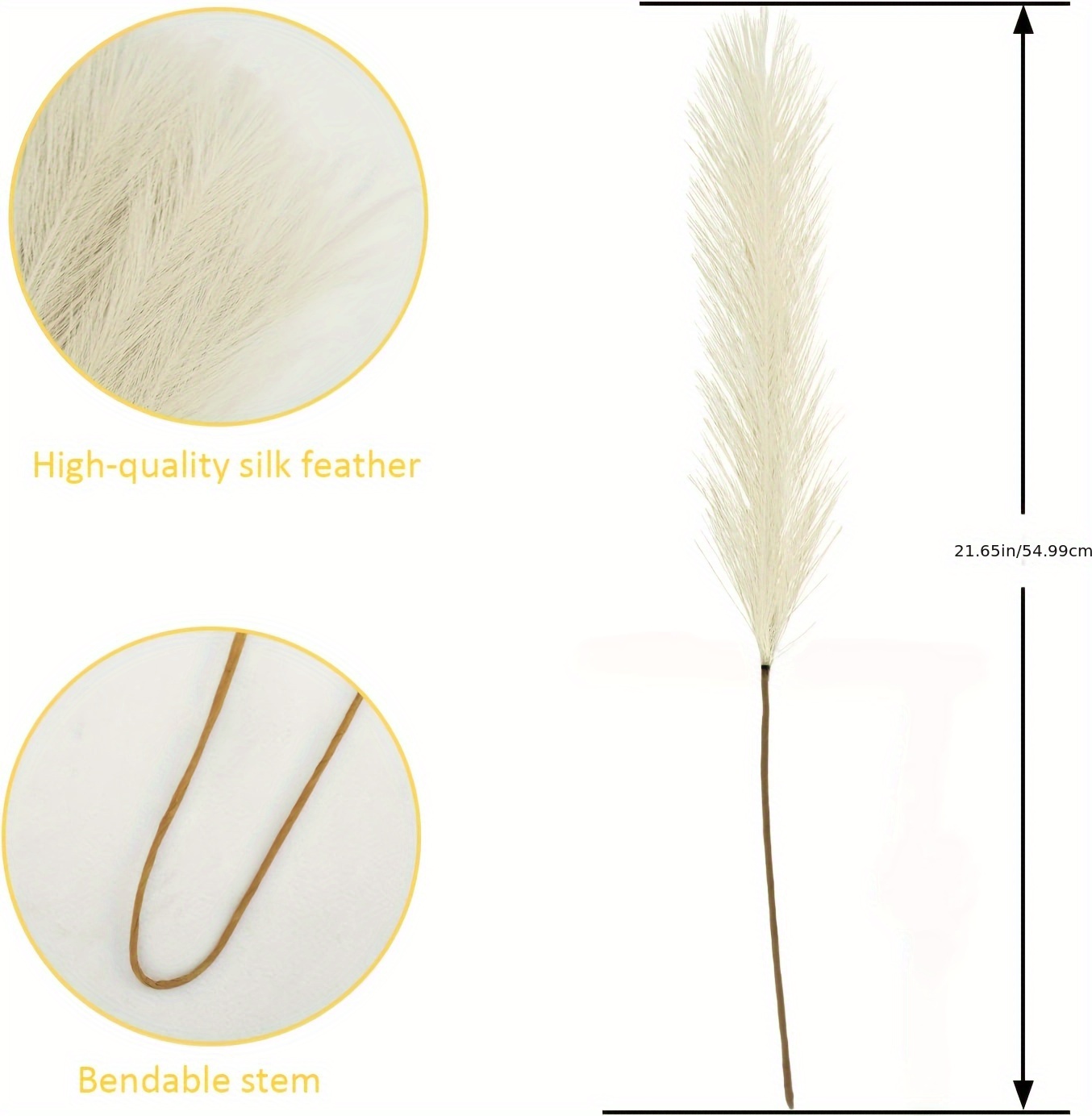 18pcs 54.86cm Herbe de Pampa Artificielle, Roseaux Moelleux pour Centre de Table Vase Décoration Intérieure, Décoration Salon Chambre à Coucher, Style Bohème (Crème Blanc Beige Marron)