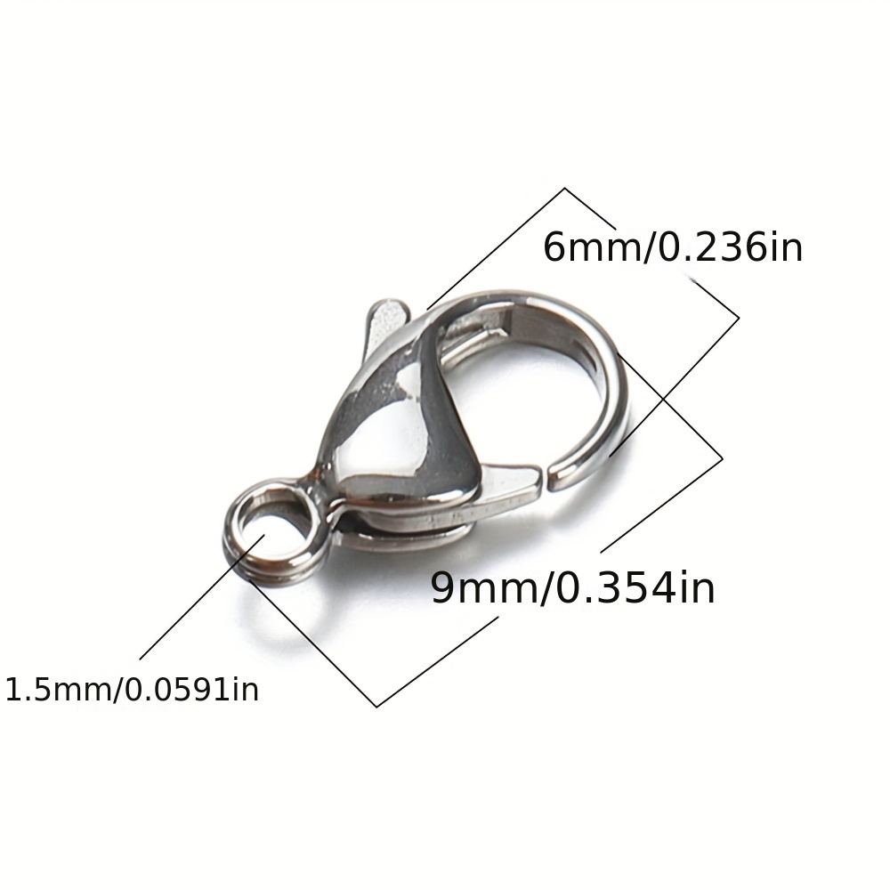 9mm/11mm/13mm Stainless Steel Lobster Clasp Hooks Connector