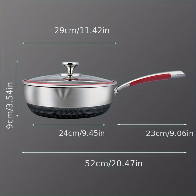 Stainless Steel Honeycomb Non stick Frying Pan With Lid - Temu
