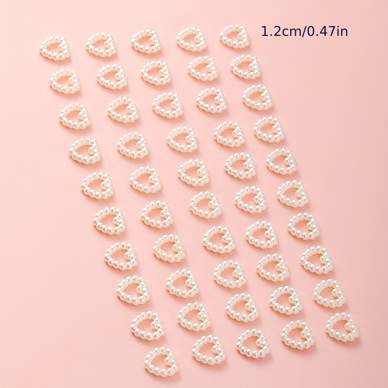 100pcs set white pearl hollow heart 3d nail art charms simple pearl pentagram hollow art feminine heart and pentagram shape nail art accessories details 4