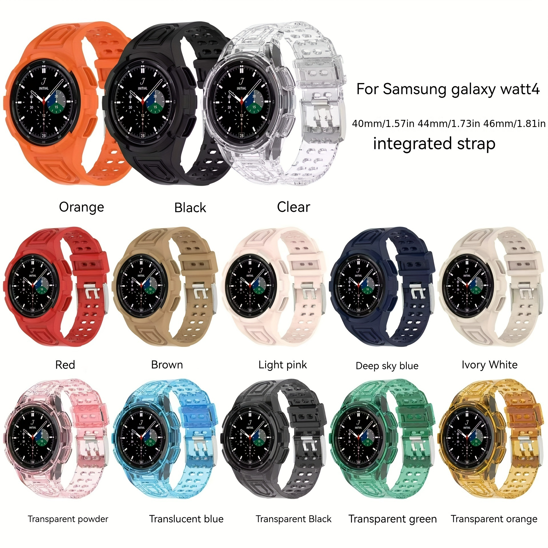 Transparent Band for Samsung Galaxy Watch 4/Classic/46mm/42mm/40mm/44mm TPU  Rugged Case+bracelet correa Galaxy Watch 4 strap 