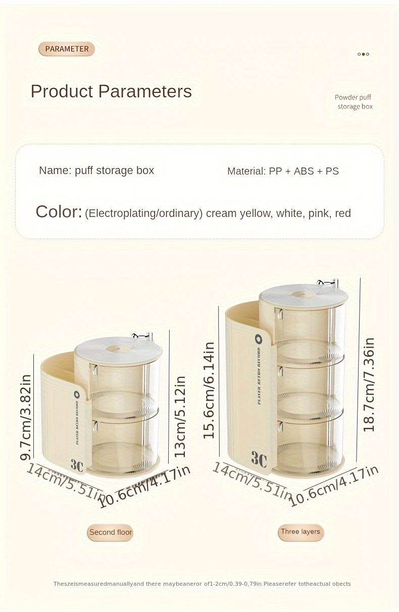 luxury 3c rotating makeup brush puff storage box dustproof multi layer design independent   desk organizer for dressing table bathroom office home use countertop mounting no electricity needed countertop organizer sleek aesthetic durable plastic makeup storage organizer makeup organizer for vanity Product details 8