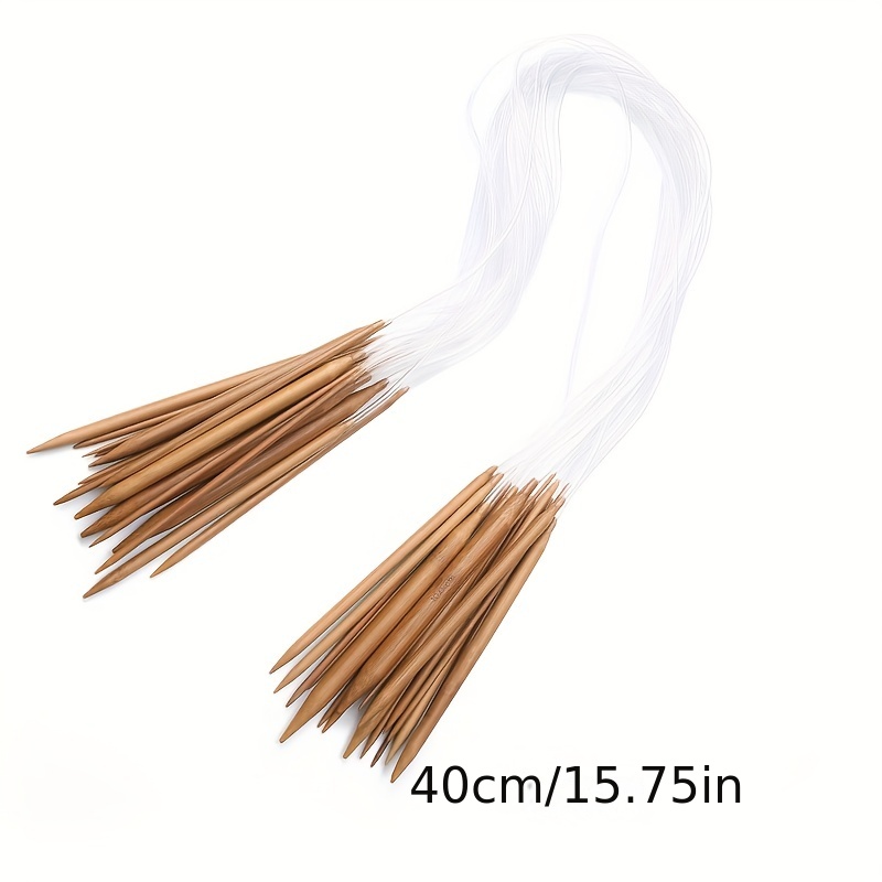 Circular Bamboo Knitting Needles Set: 15 Sizes/Length