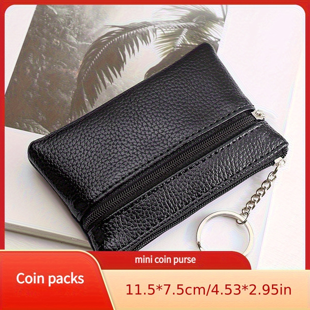Mini Ultra-thin Short Coin Purse For Women, Compact Zippered Wallet With Card Slots And Coin Compartment