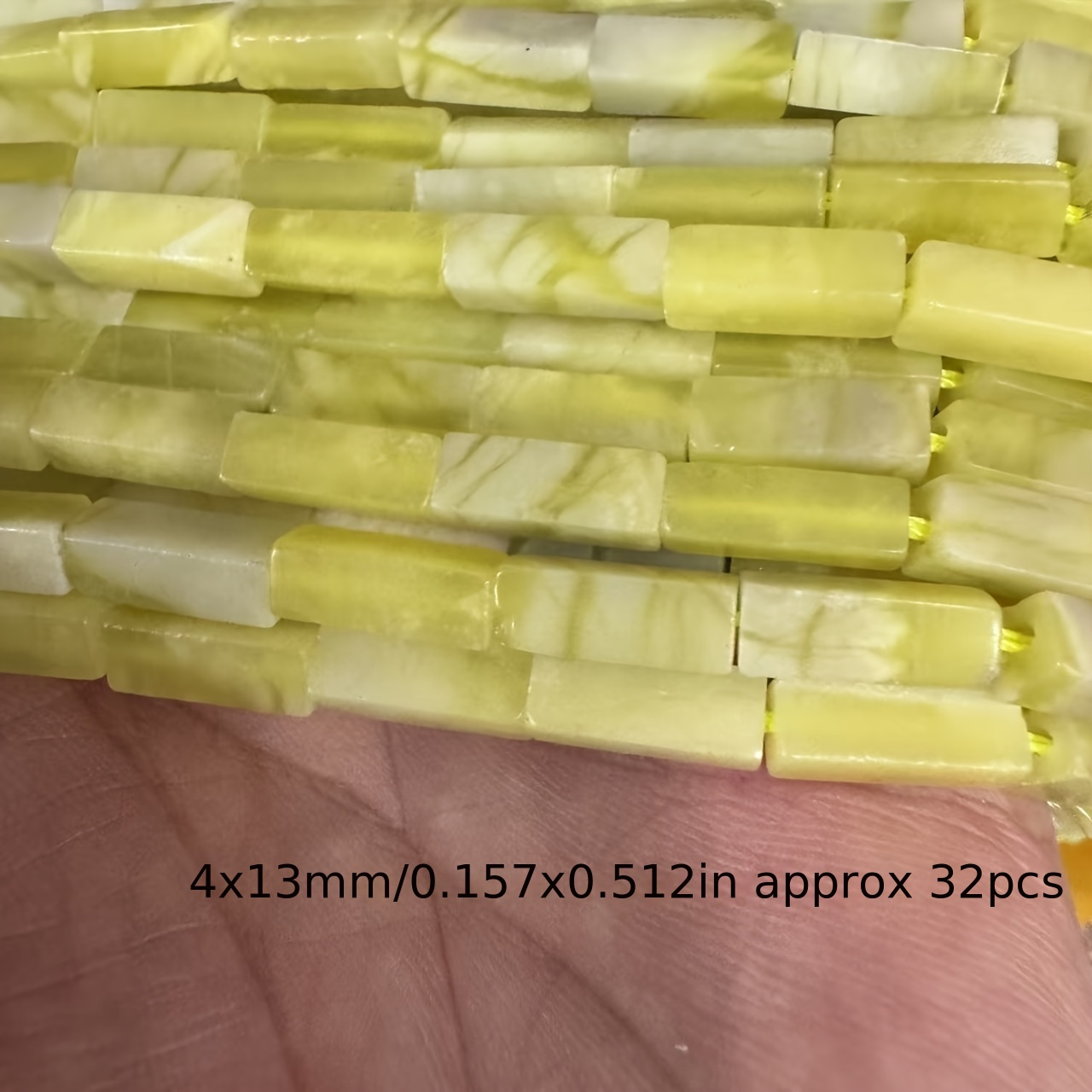 TEMU Approximately 32pcs Of 4x13mm Natural Lemon Quartz Rectangular Loose Beads - Stunning Loose Spacer Stone Beads - Lightly Luxurious And Exquisite