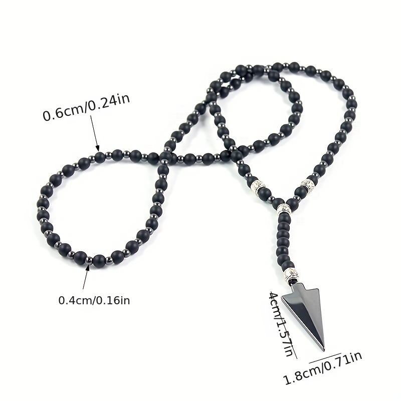 Arrow Charm Beaded Pendant Necklace, Gift for Men