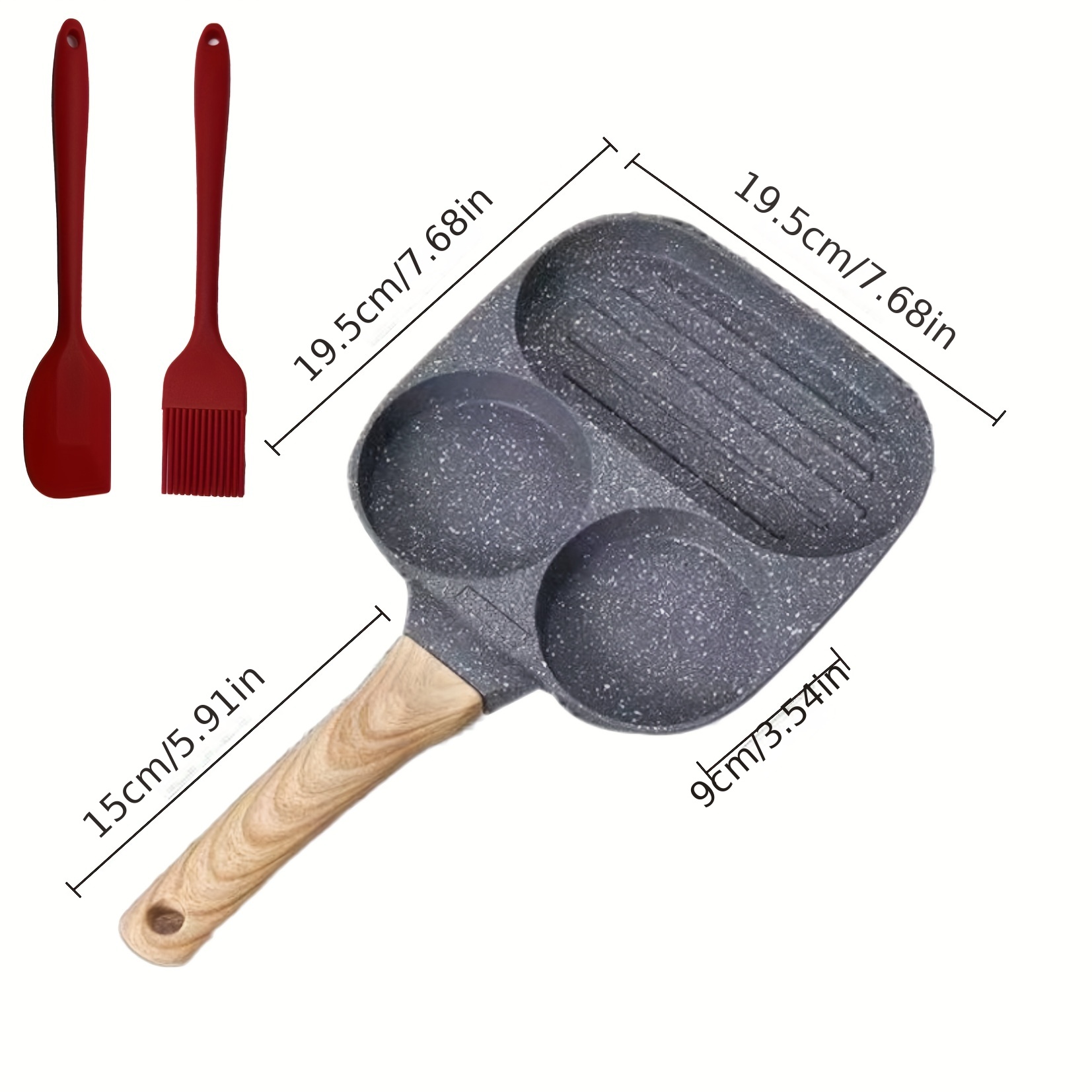 Poêle à pancake forme cœur gris et noir L15cm