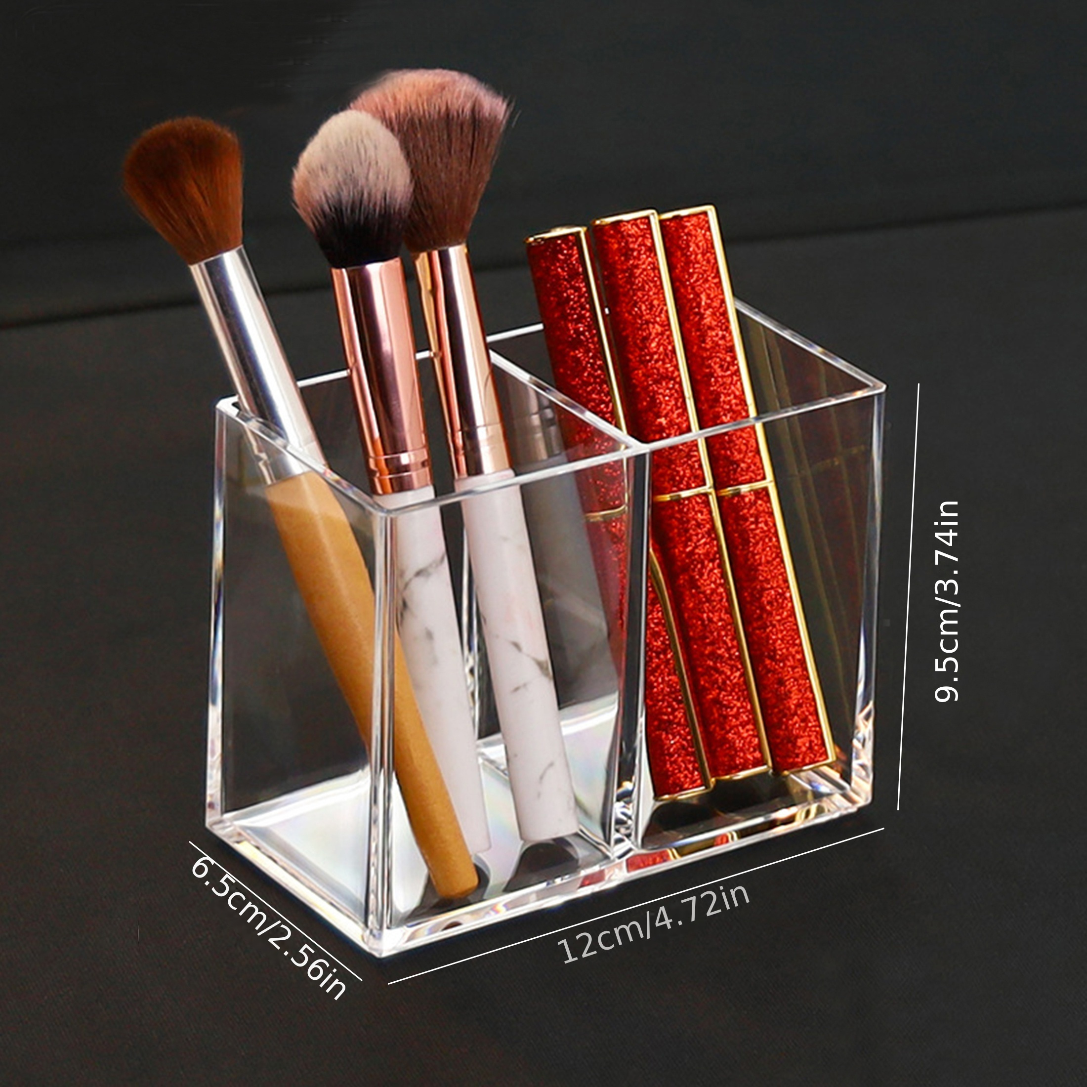 TEMU 1 Stück Multifunktionaler Acryl-Make-up-Pinselhalter, Mehrfachraster-Make-up-Organizer, Transparente Aufbewahrungsbox Für Make-up Und Stifte,
