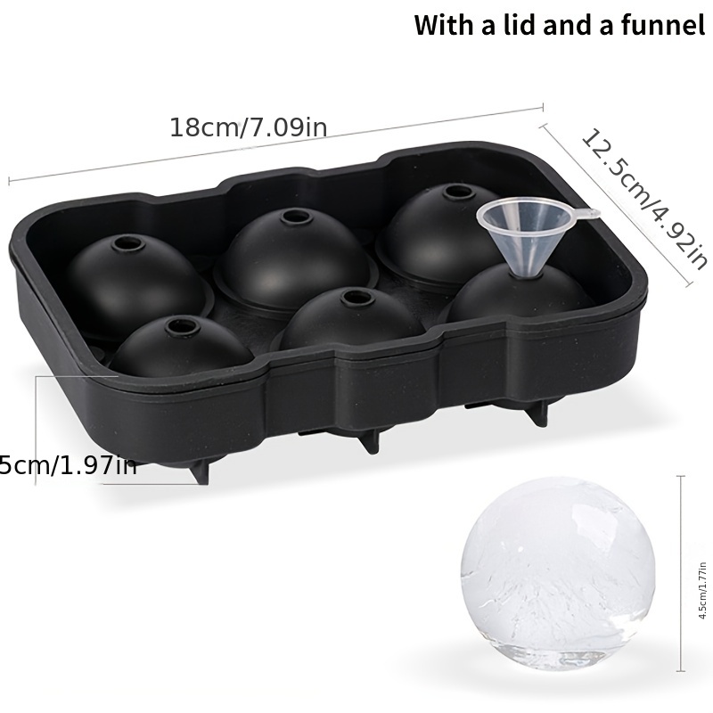 1pc Large 4.5cm Round Ice Cube Mold With Lid, 6 Holes Silicone Whiskey Ice  Ball Mold, Ice Cube Tray, Easy Release, For Cocktails And Whiskey