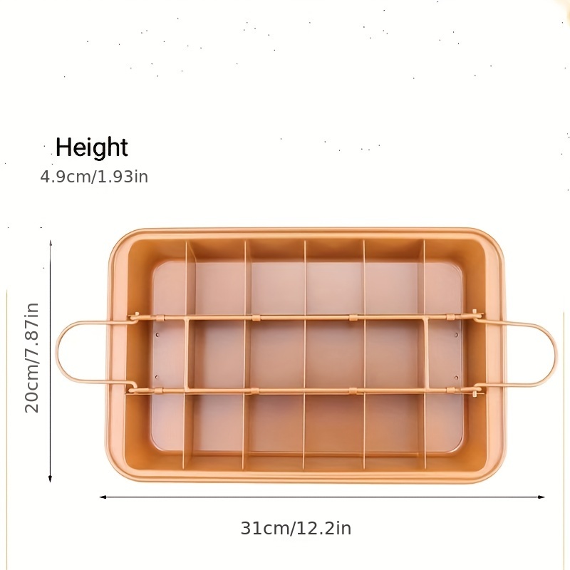 Brownie Cake Pan With Dividers (12.2''x7.7''), Stainless Steel